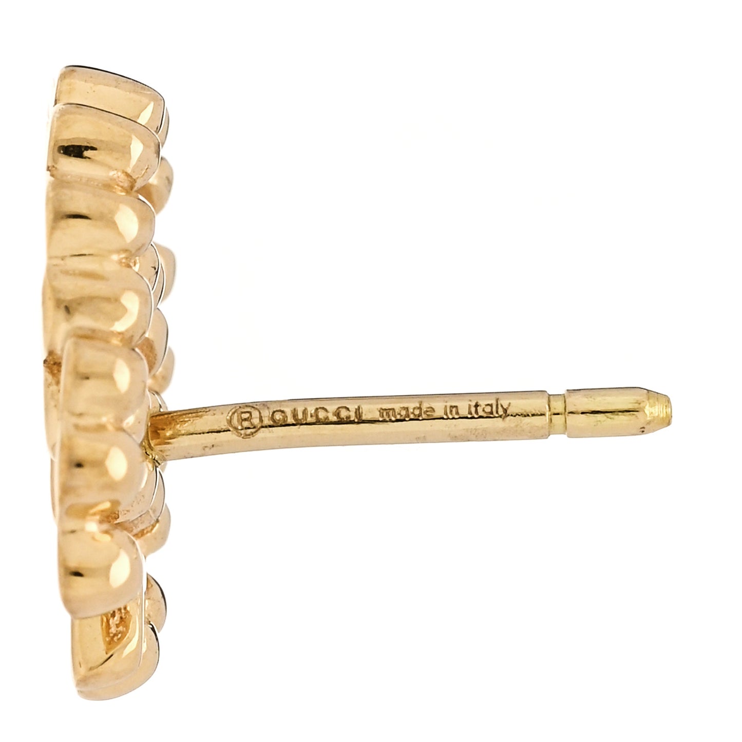 18K Yellow Gold Running G Scalloped Stud Earrings