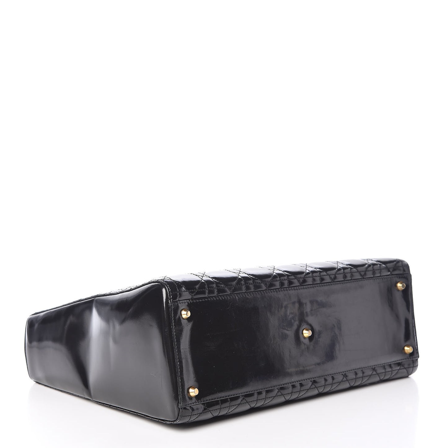 Glazed Calfskin Cannage Large Lady Dior Black