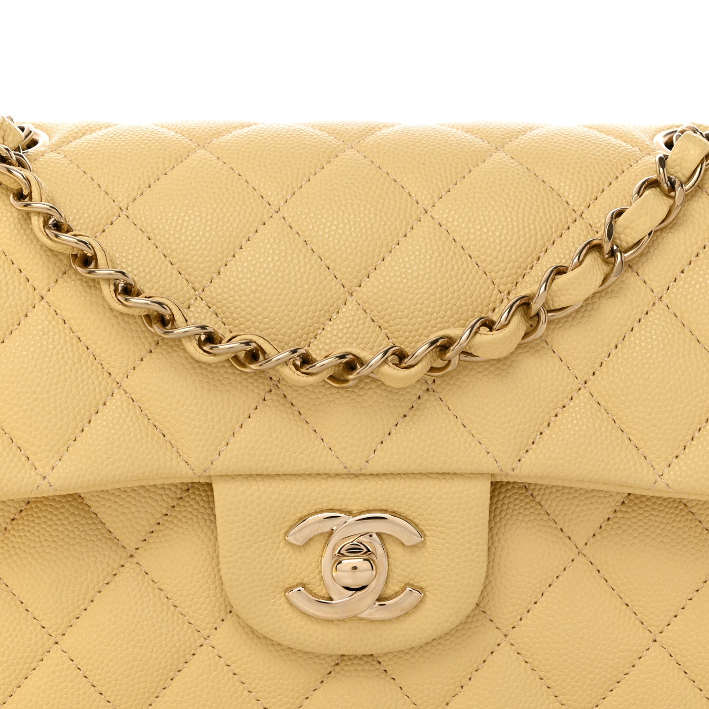 Caviar Quilted Small Double Flap Yellow