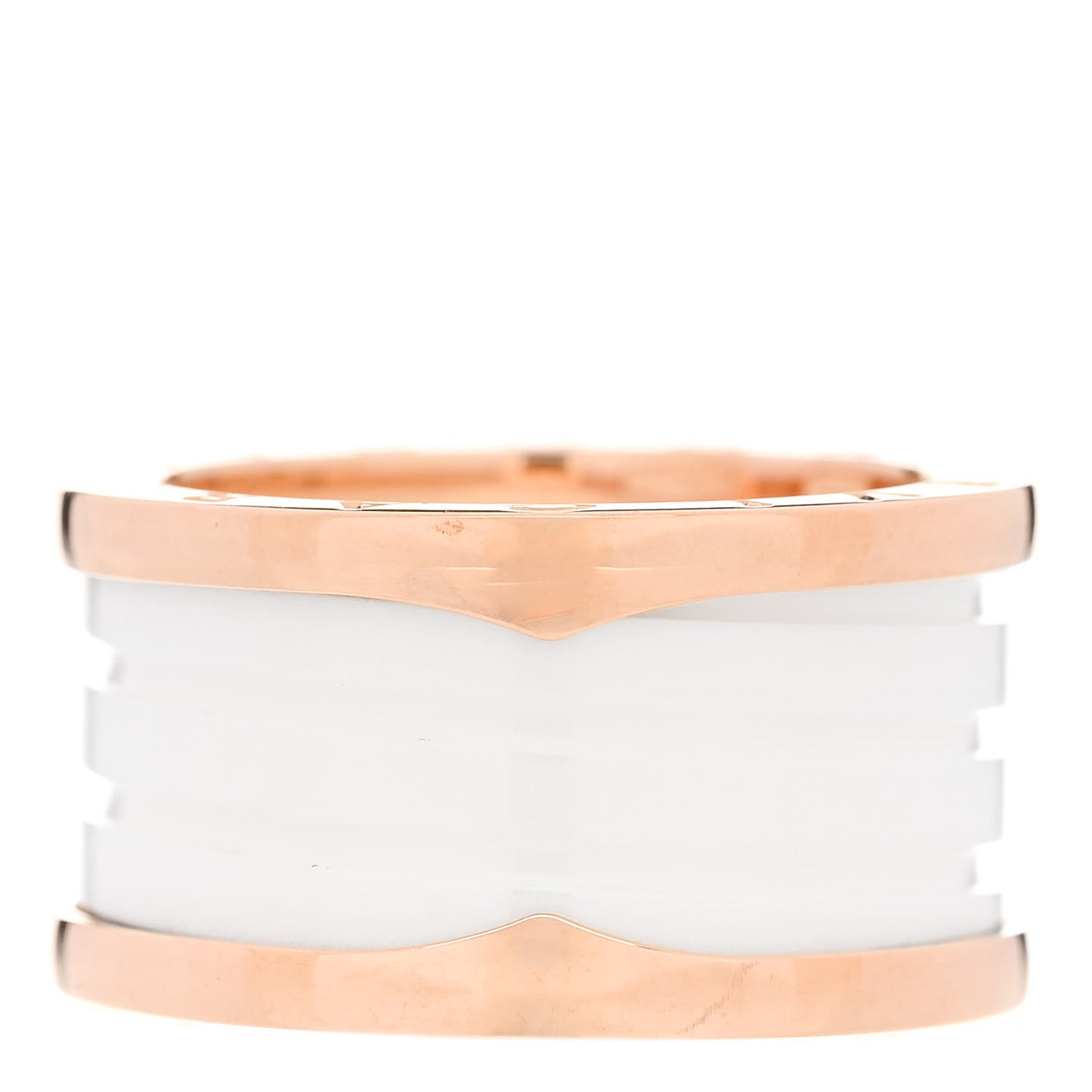18K Rose Gold White Ceramic B.Zero1 Four-Band Ring 56 7.5