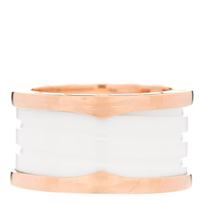 Bulgari 18K Rose Gold White Ceramic B.Zero1 Four-Band Ring 56 7.5 1 of 6