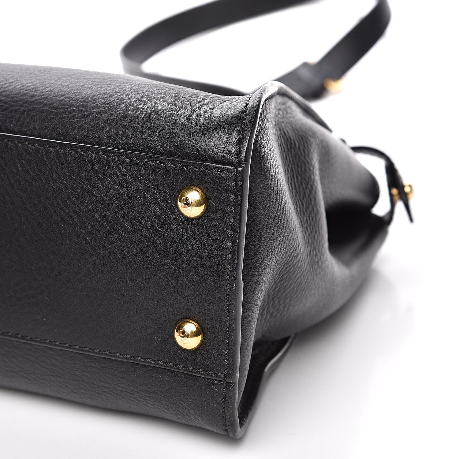 Fendi Vitello Seta Shiny Nappa Medium Peekaboo Iconic Satchel Black 10 of 12