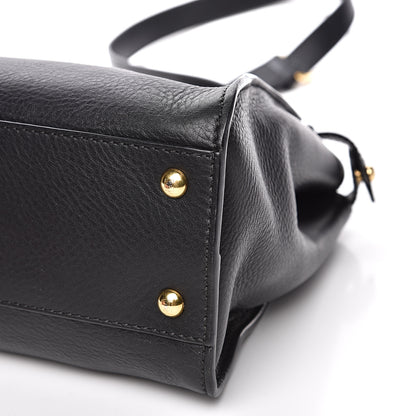 Fendi Vitello Seta Shiny Nappa Medium Peekaboo Iconic Satchel Black 10 of 12