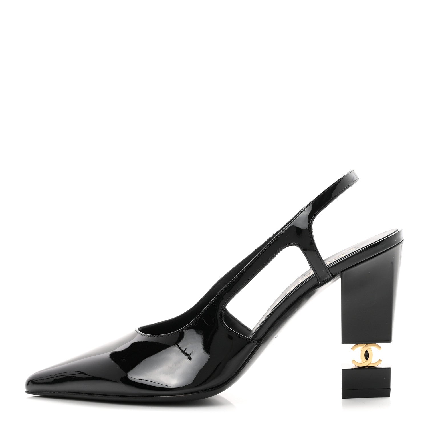 Chanel Patent Calfskin Slingback CC Cutout Pumps 36 Black 1 of 10