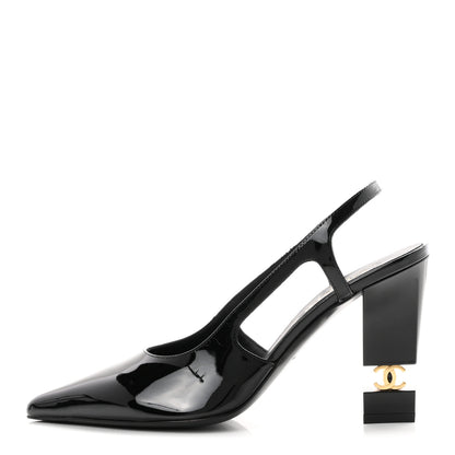 Chanel Patent Calfskin Slingback CC Cutout Pumps 36 Black 1 of 10