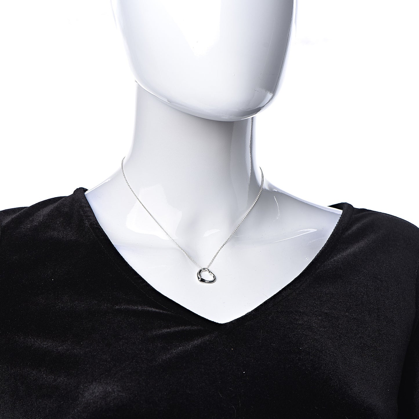 Sterling Silver 16mm Elsa Peretti Open Heart Pendant Necklace