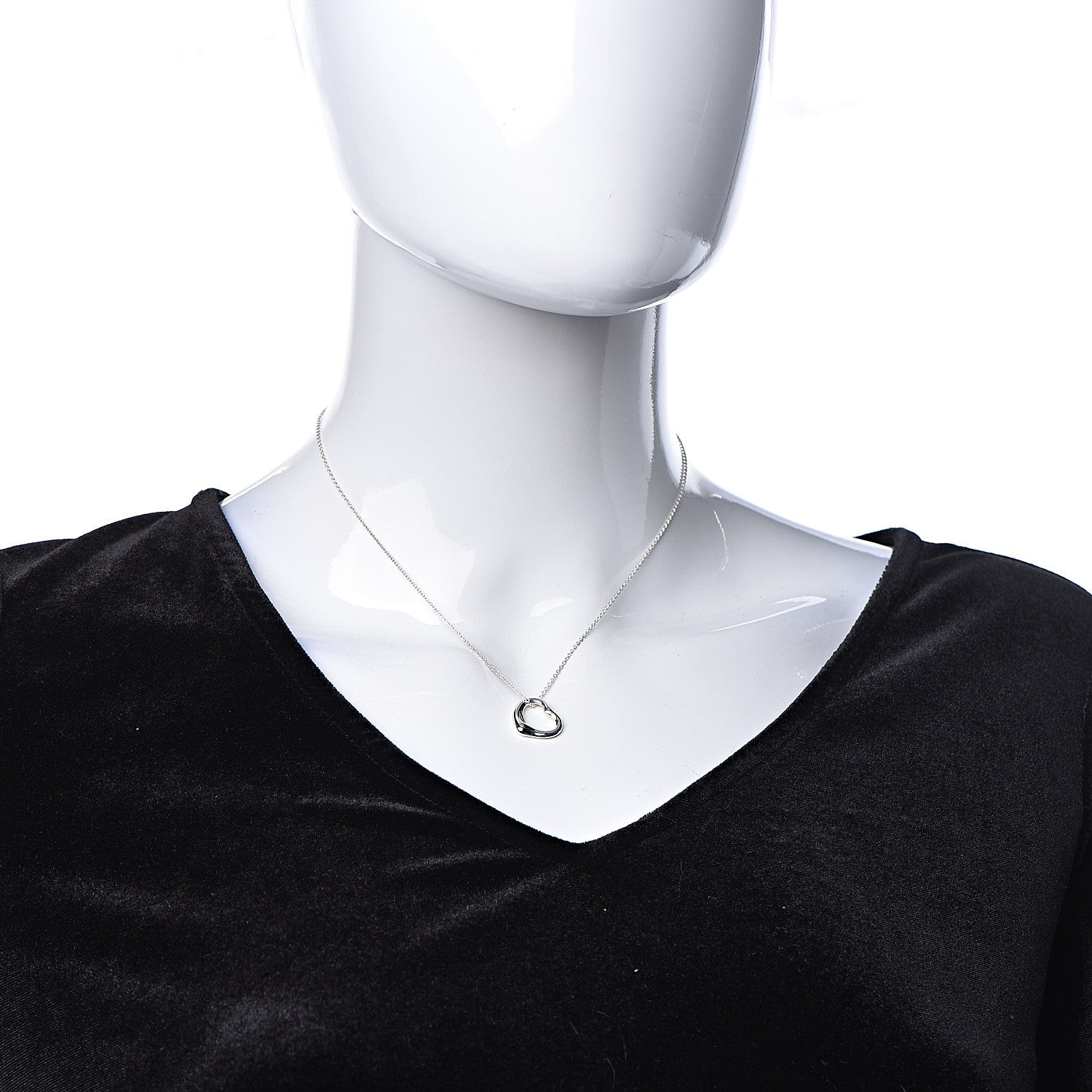 Tiffany Sterling Silver 16mm Elsa Peretti Open Heart Pendant Necklace 2 of 9