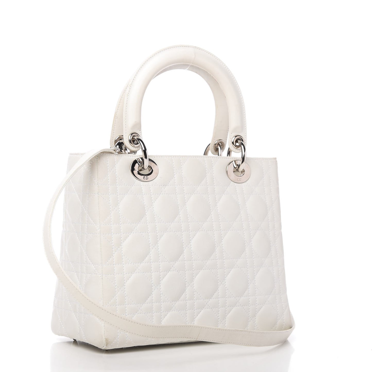 Lambskin Cannage Medium Lady Dior White