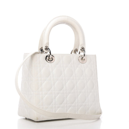 Christian Dior Lambskin Cannage Medium Lady Dior White 3 of 11