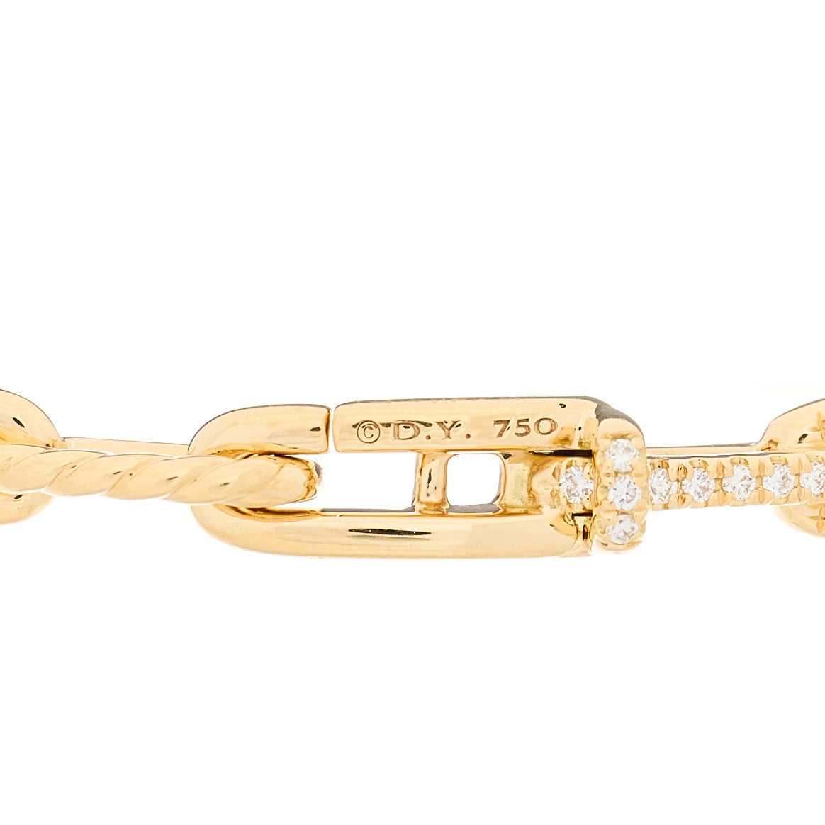 18K Yellow Gold Diamond 4mm Stax Chain Link Bracelet