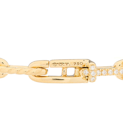 David Yurman 18K Yellow Gold Diamond 4mm Stax Chain Link Bracelet 3 of 3