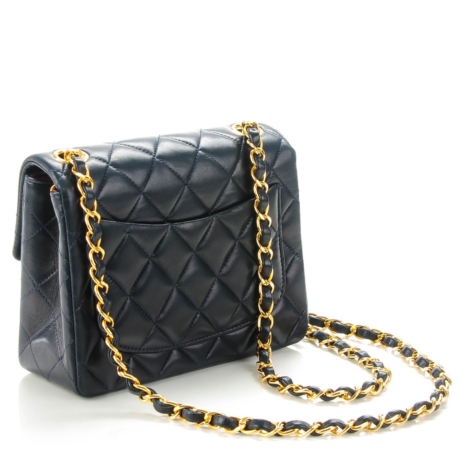 Chanel Lambskin Quilted Mini Square Flap Navy 4 of 9