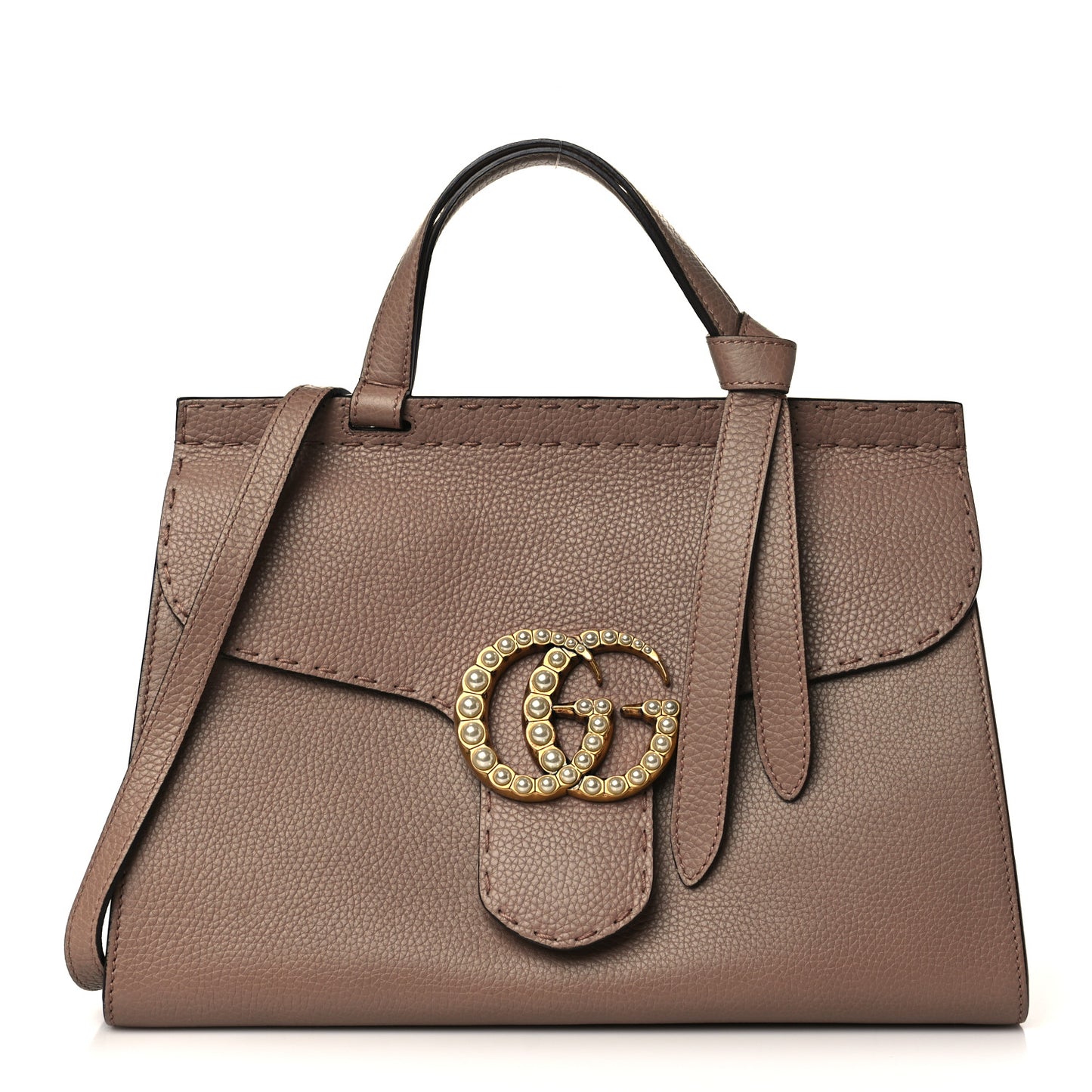 Calfskin Small Pearly GG Marmont Top Handle Bag Porcelain Rose