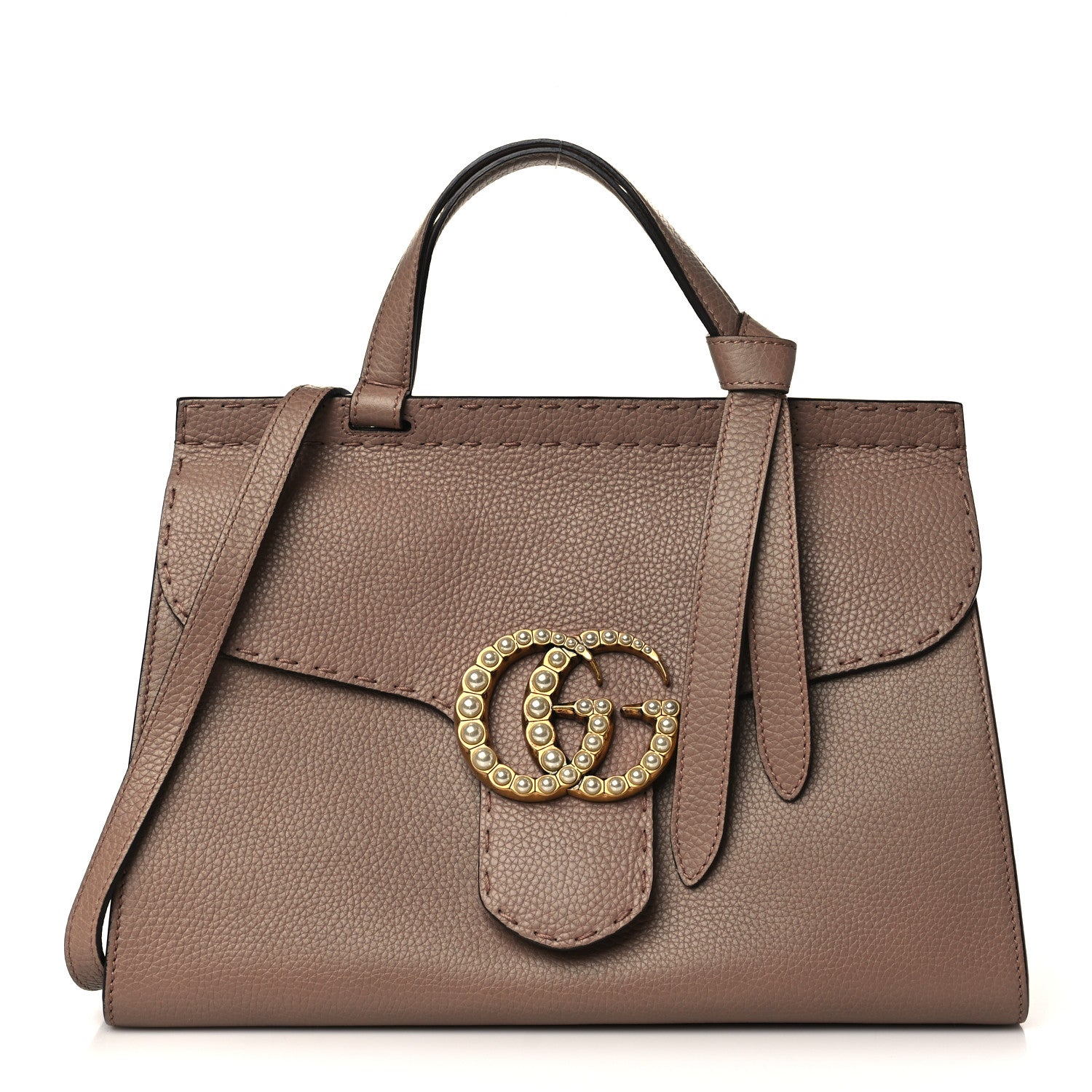 Gucci Calfskin Small Pearly GG Marmont Top Handle Bag Porcelain Rose 1 of 9