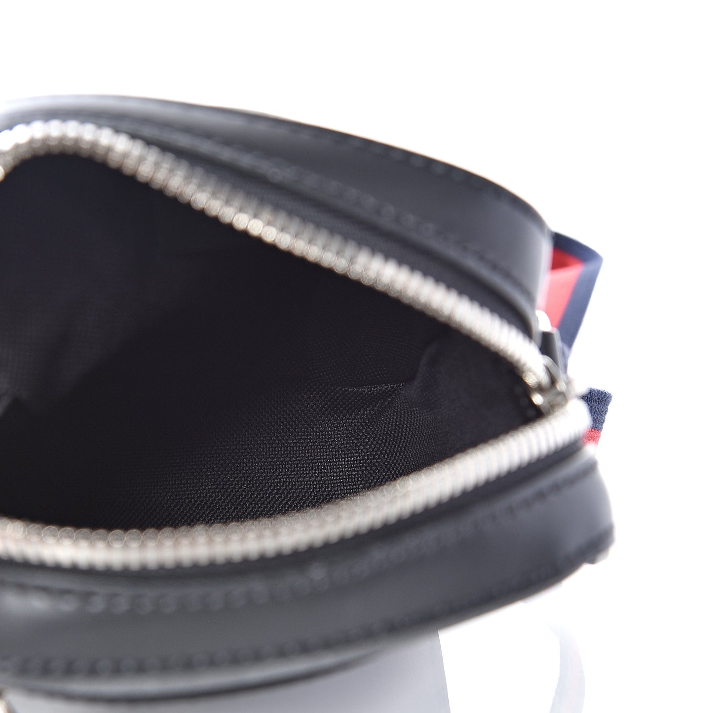 GG Supreme Monogram Appia Calfskin Web Small Camera Messenger Bag Black Grey