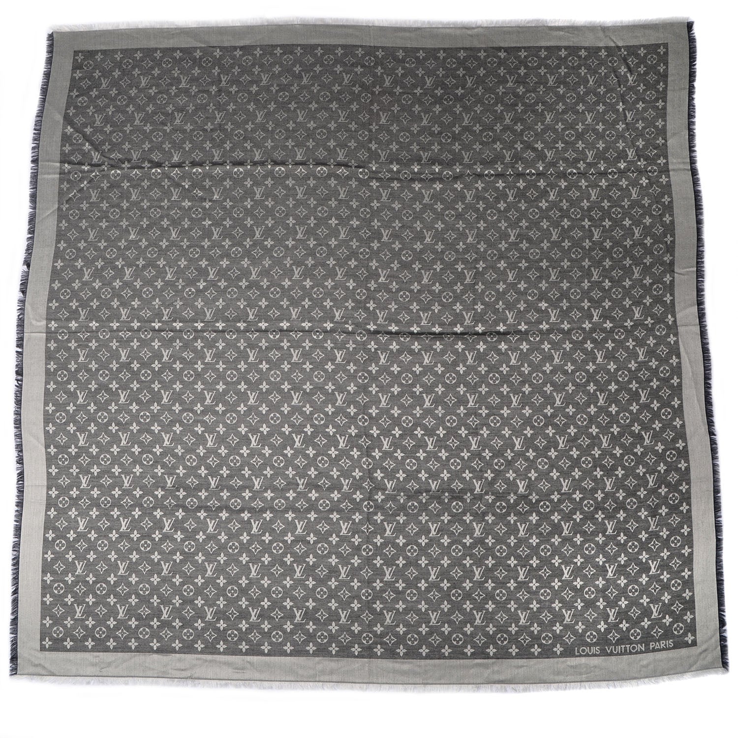 Louis Vuitton Silk Wool Monogram Denim Shawl Black 3 of 5