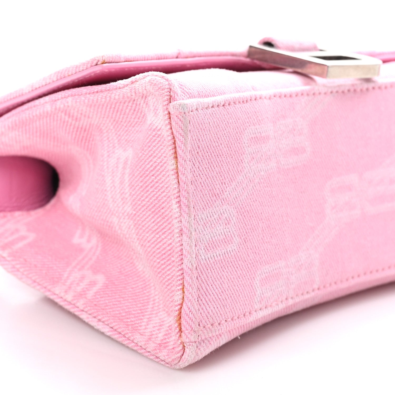Balenciaga Washed Denim BB Monogram Hourglass Top Handle Bag XS Pink 10 of 12