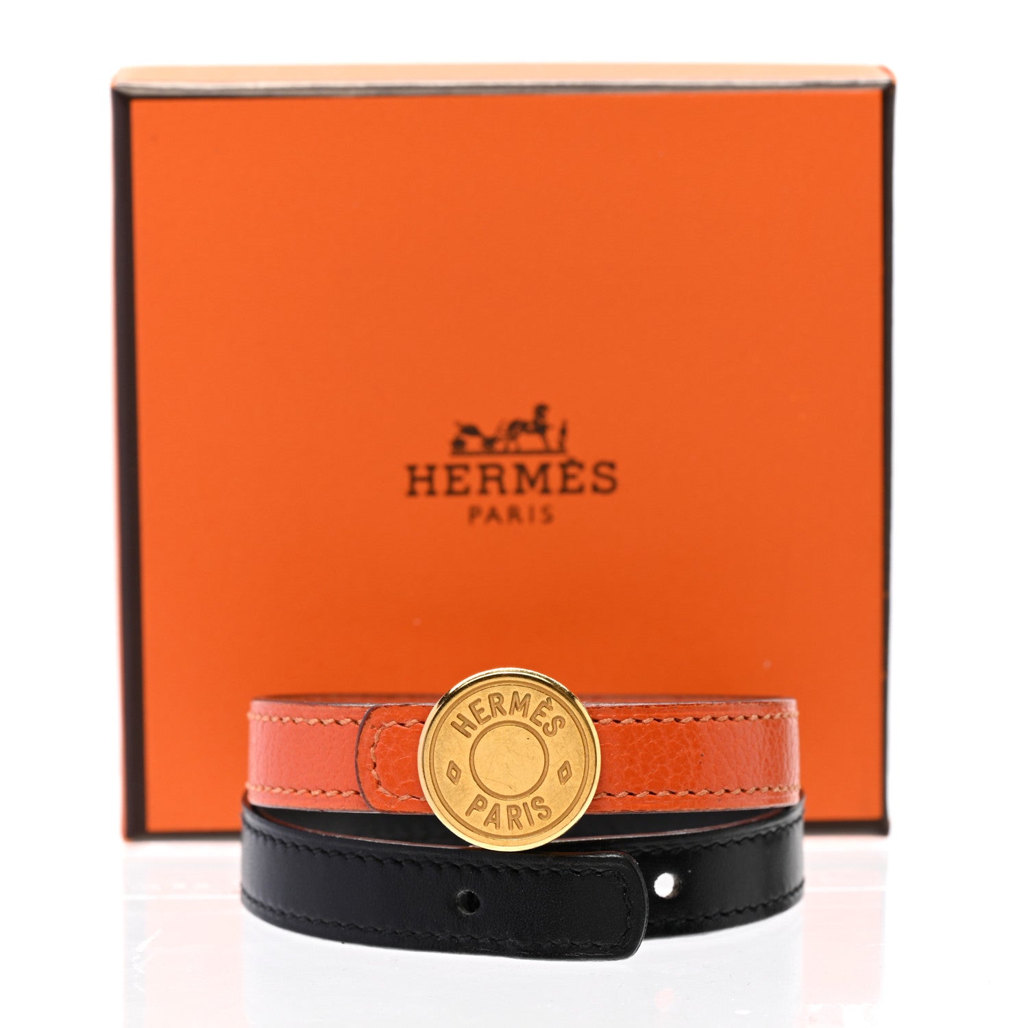 Hermes Chamonix Looping Interchangeable Bracelet Orange Black 10 of 10