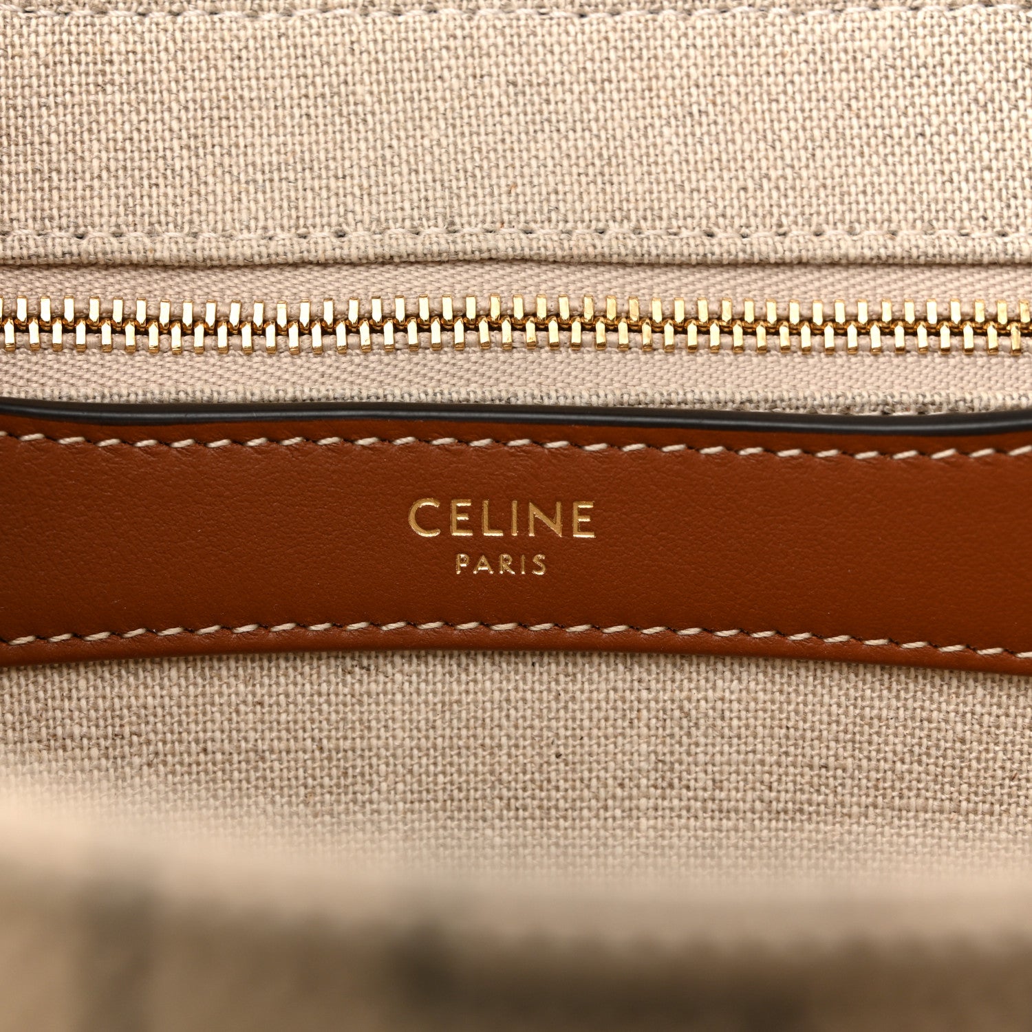 砂金(B7) Celine Canvas Smooth Calfskin Teen 16 Crossbody Bag Natural Tan