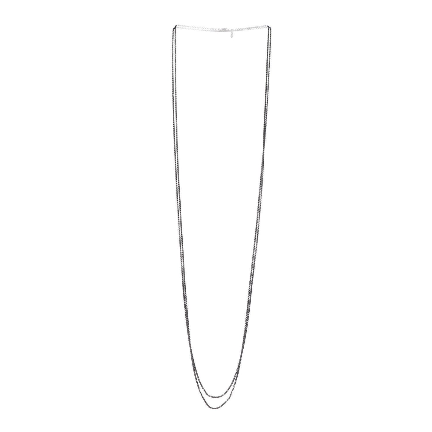 Darkened Sterling Silver 1.7mm Baby Box Chain Necklace