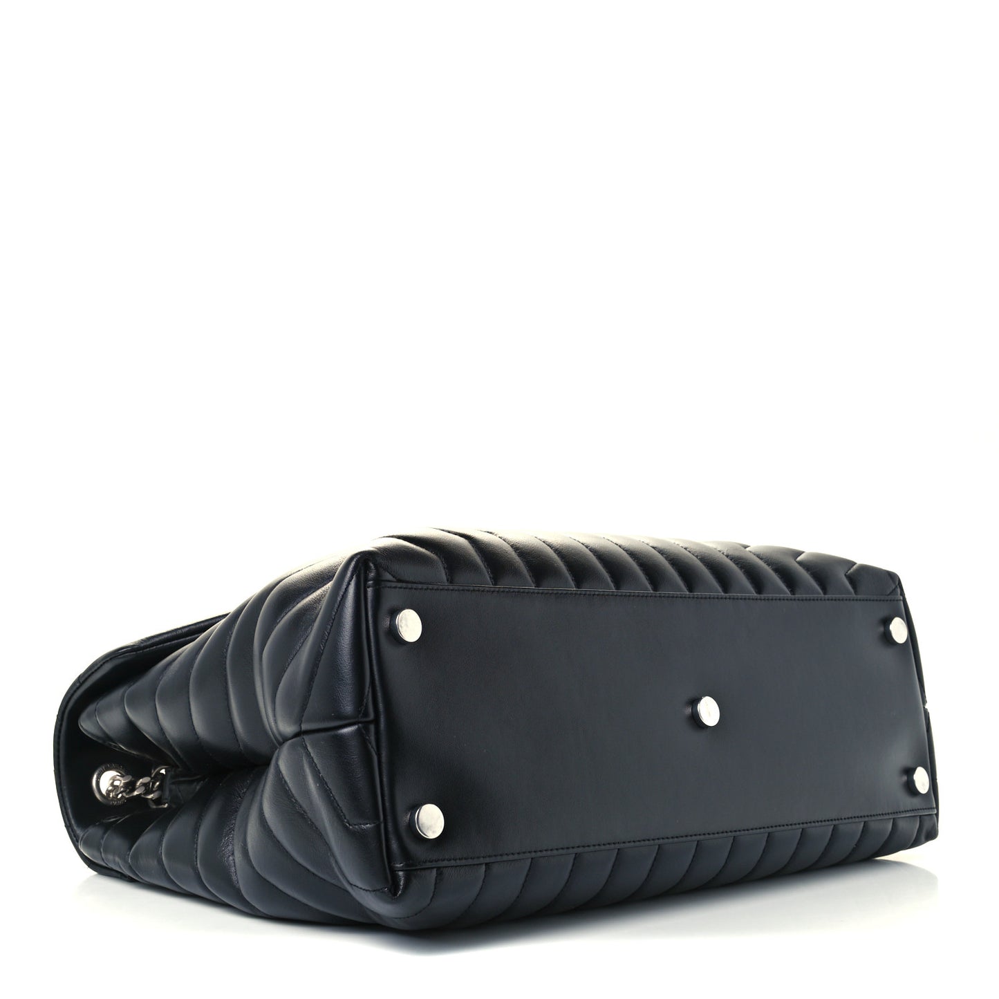 Calfskin Y Quilted Monogram Large Loulou Chain Satchel Black