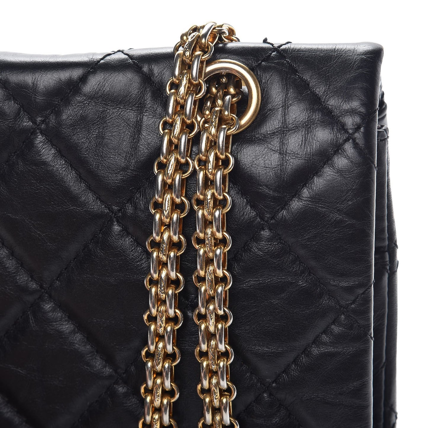 Aged Calfskin Quilted 2.55 Reissue 227 Flap Black