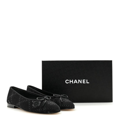 Chanel Denim Printed Cap Toe Ballerina Flats 38 Black White 10 of 10