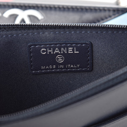 Chanel Lambskin Airlines Wallet On Chain WOC Blue Black Red 9 of 13