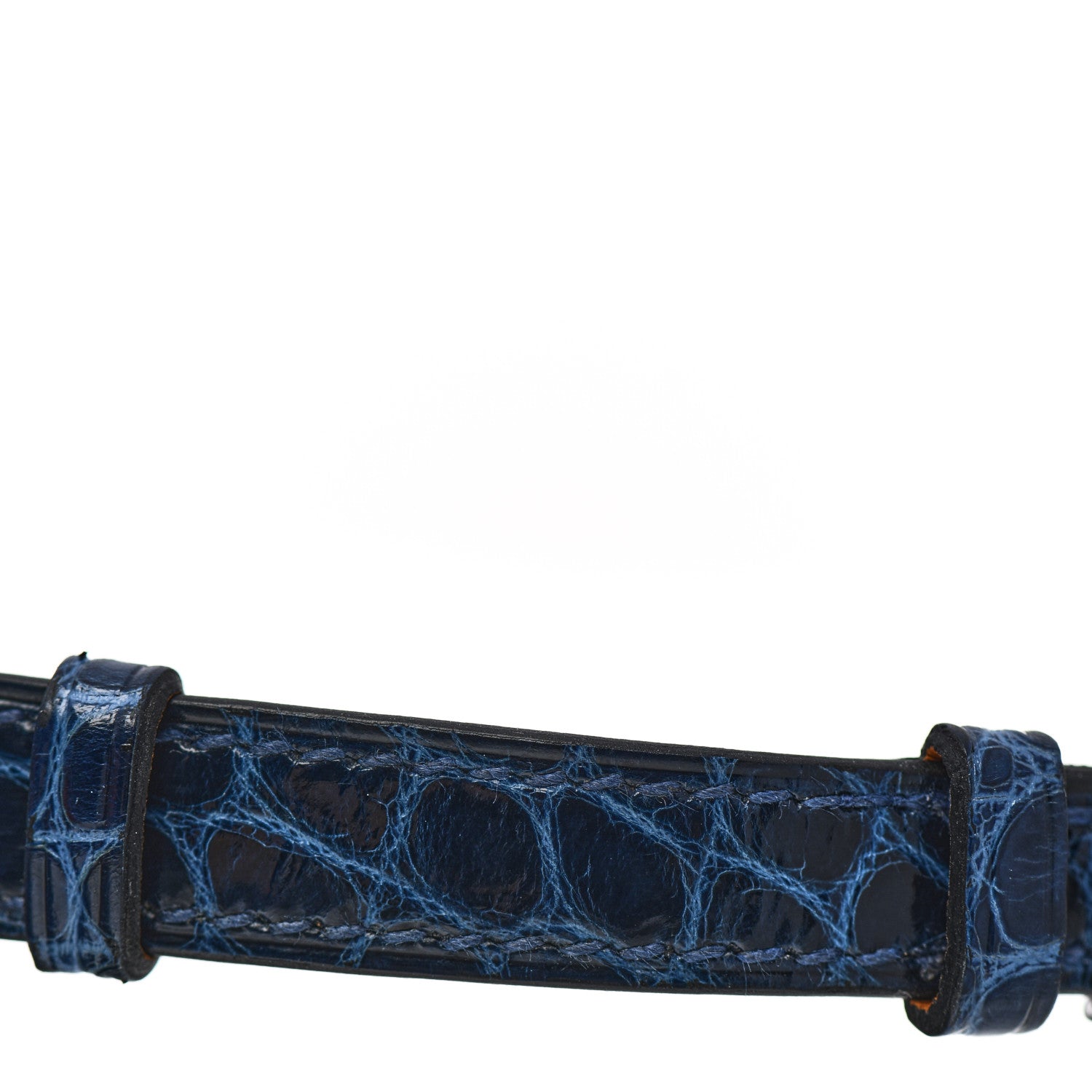Hermes Stainless Steel Alligator Diamond Mother of Pearl 20mm Nantucket Quartz Watch Bleu Saphir 7 of 8