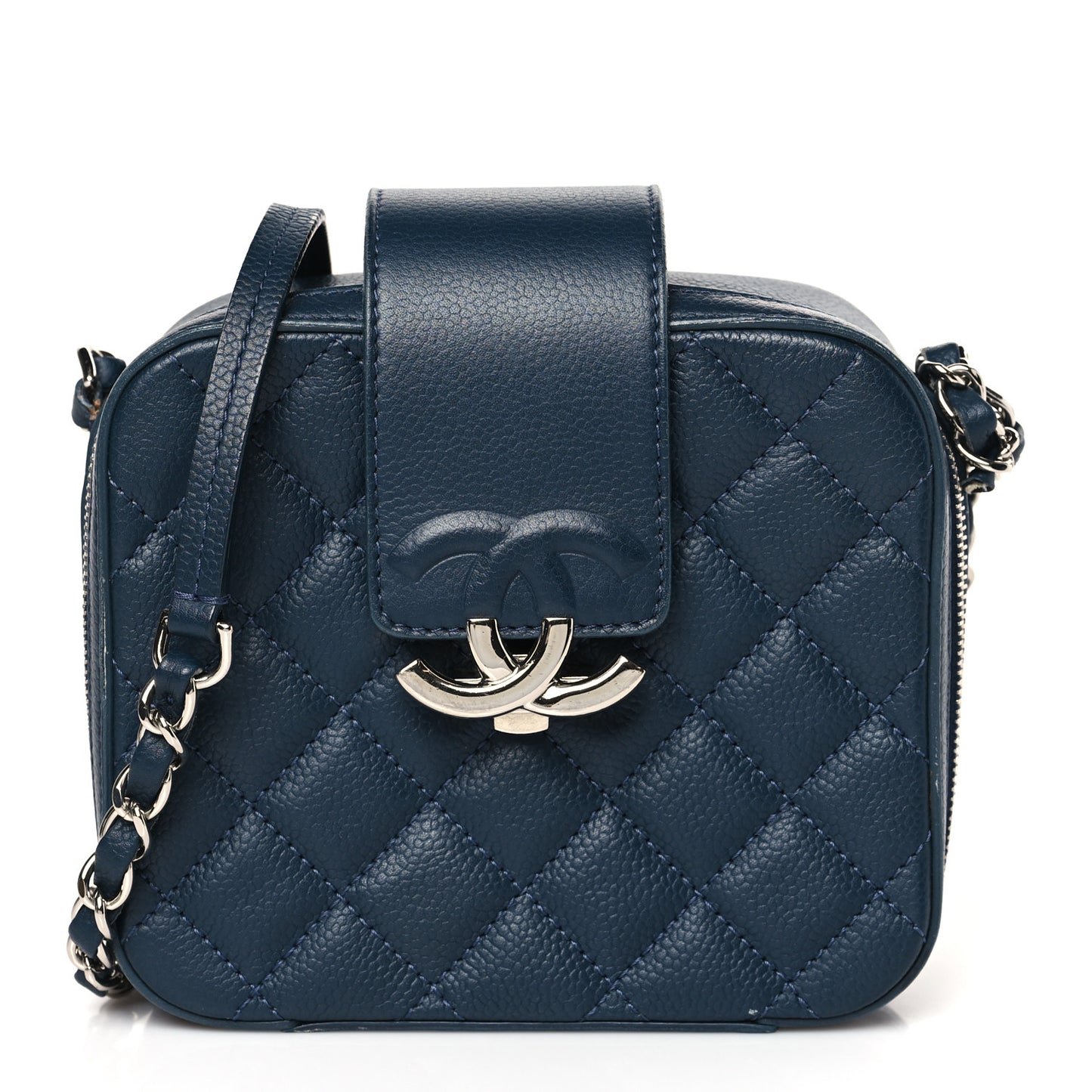 Caviar Mini Camera Case Bag Navy Blue