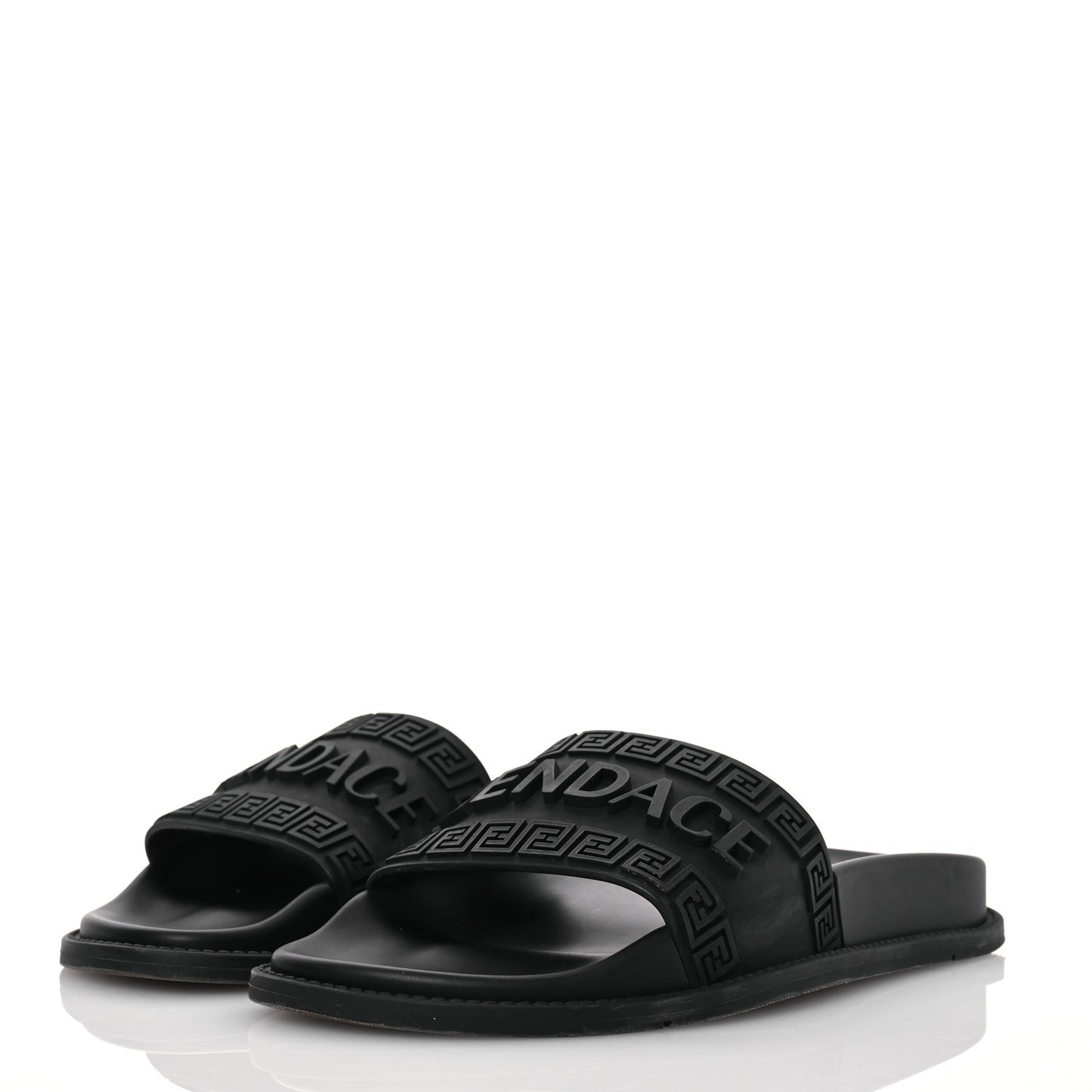 X VERSACE Rubber Logo Slide Sandals 38 Black