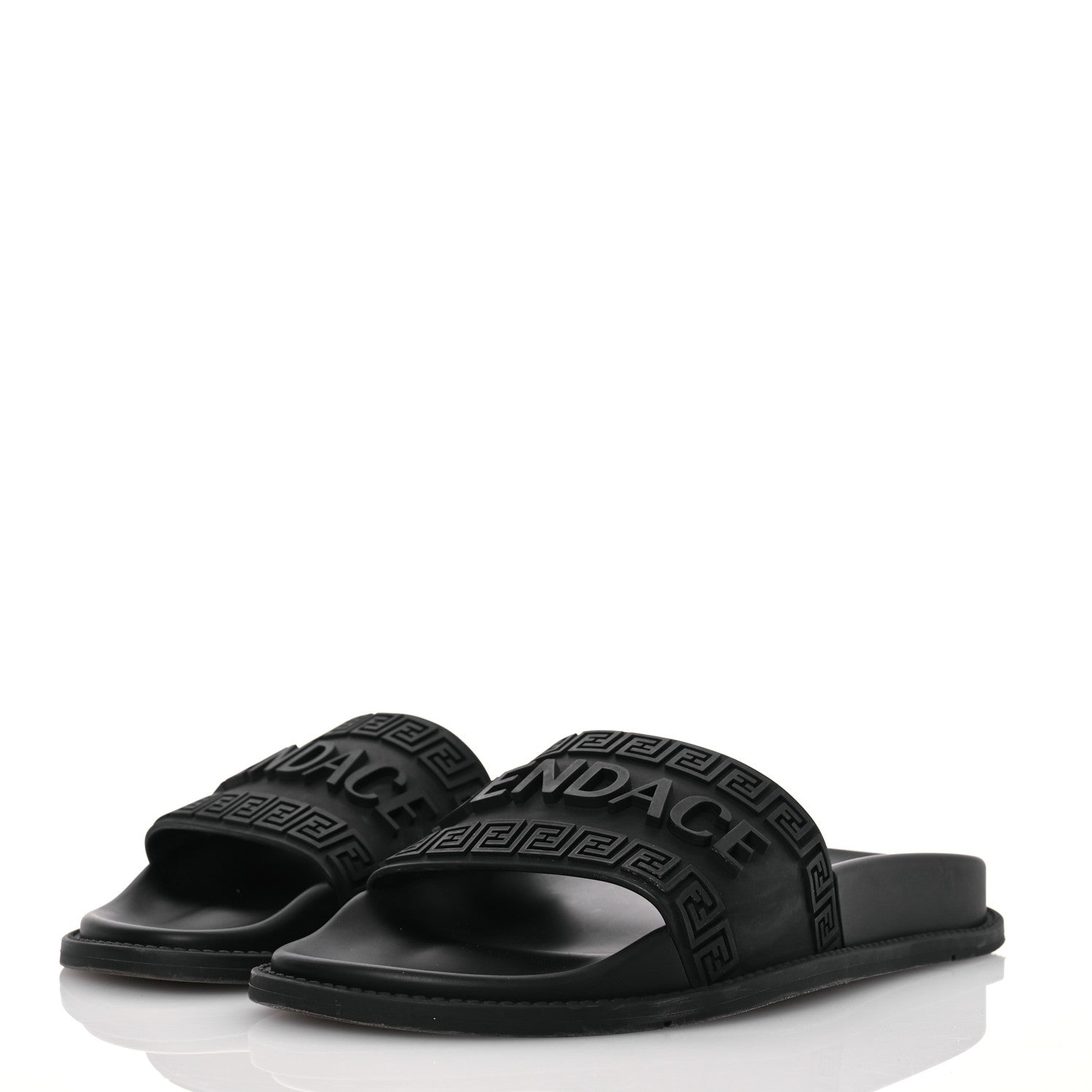 Fendi X VERSACE Rubber Logo Slide Sandals 38 Black 3 of 15