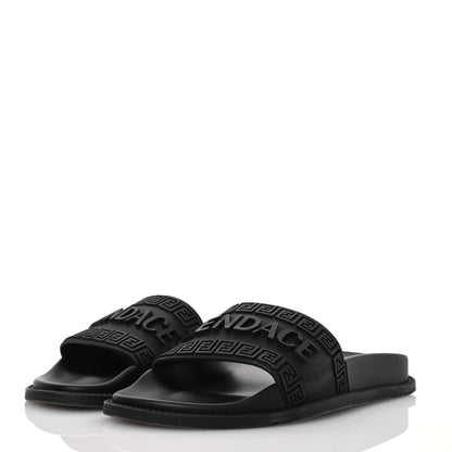 Fendi X VERSACE Rubber Logo Slide Sandals 38 Black 3 of 15