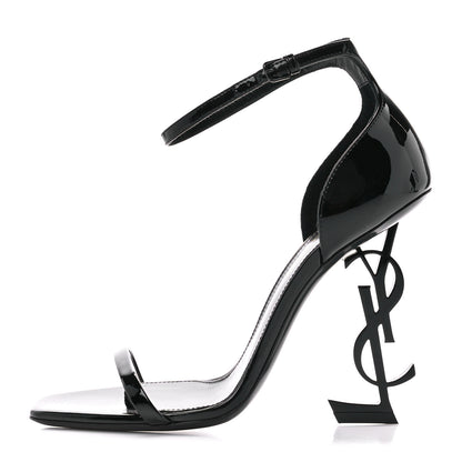 Saint Laurent Patent Calfskin Opyum 110 Sandals 37 Black 1 of 8