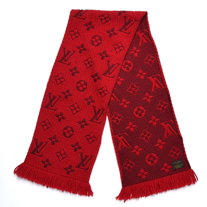 Louis Vuitton Wool Silk Logomania Scarf Rubis 3 of 4