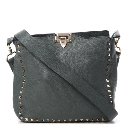 Valentino Garavani Pebbled Calfskin Small Rockstud Flip-Lock Messenger Bag Giada 1 of 12