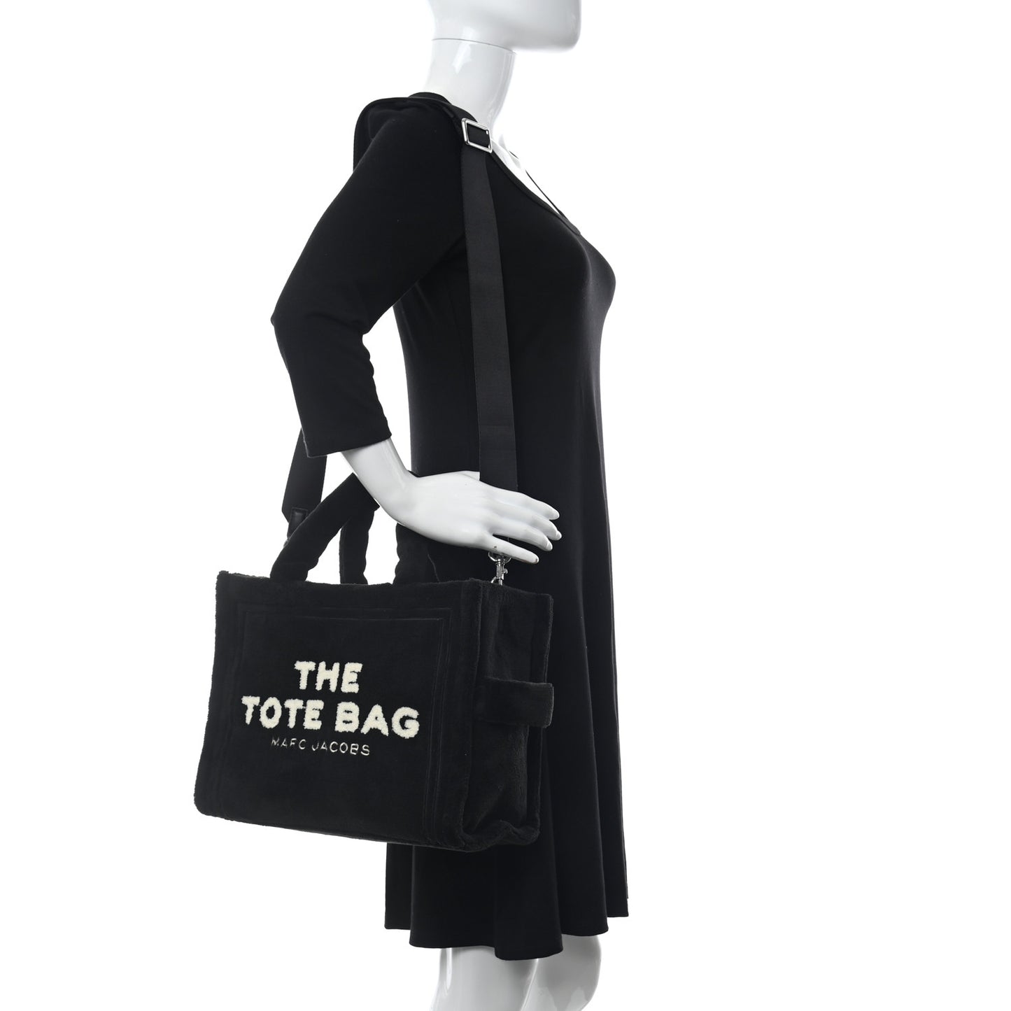 Polyester Medium Terry Tote Bag Black Nickel