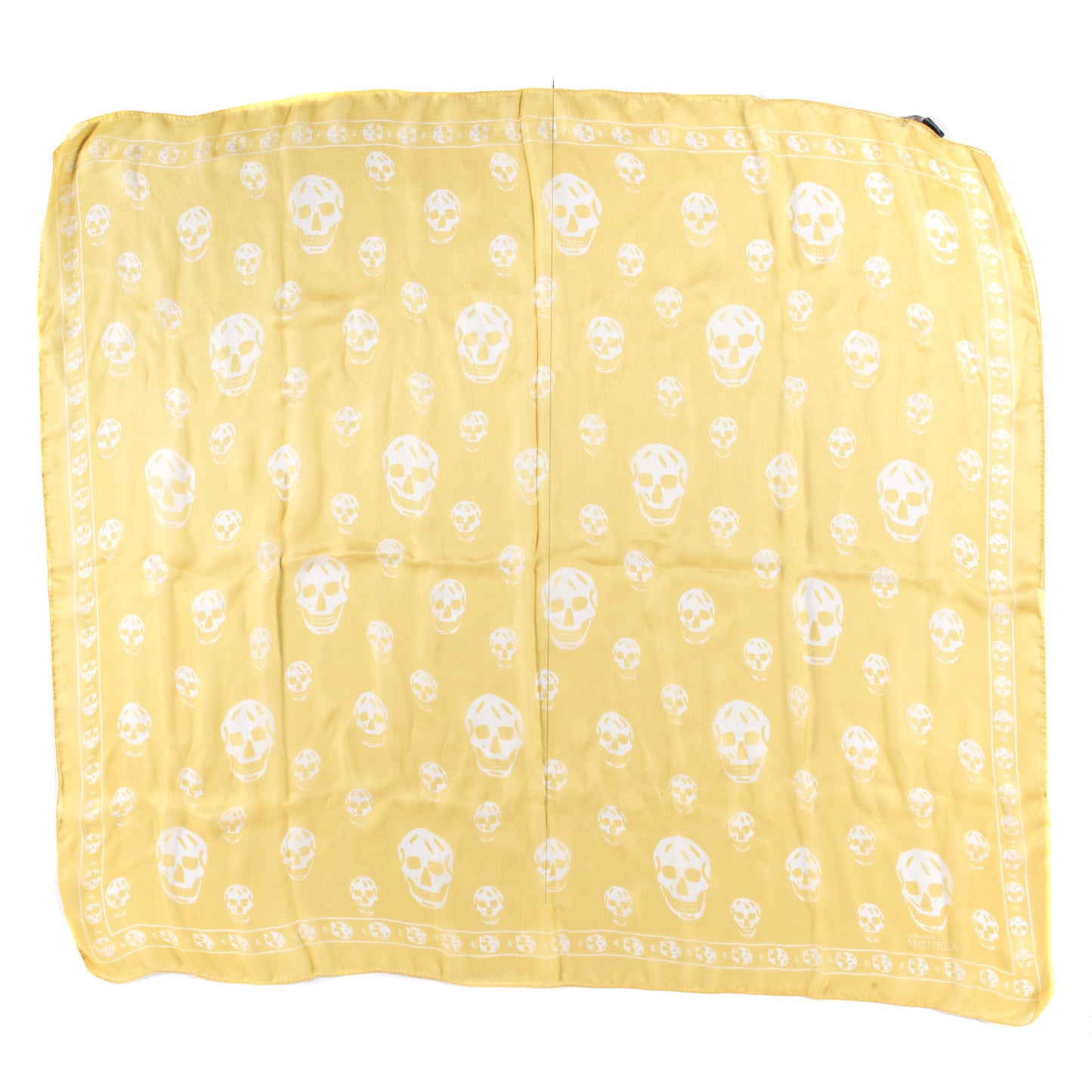 Silk Chiffon Skull Scarf Yellow Ivory