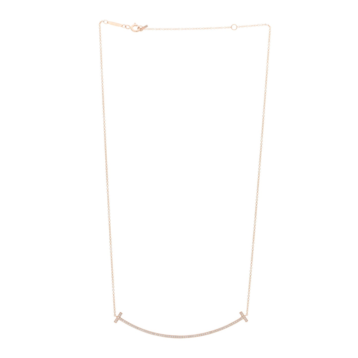 18K Rose Gold Diamond Large T Smile Pendant Necklace