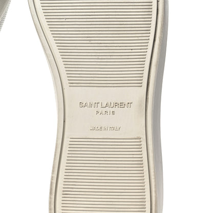 Saint Laurent Perforated Calfskin Glitter Andy Low Top Sneakers 37.5 White Silver 6 of 8