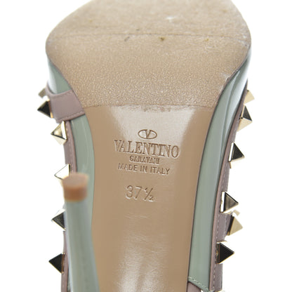 Valentino Garavani Patent Nappa Rockstud Ankle Strap 100mm Pumps 37.5 Green Tea Sorbet Poudre 7 of 16