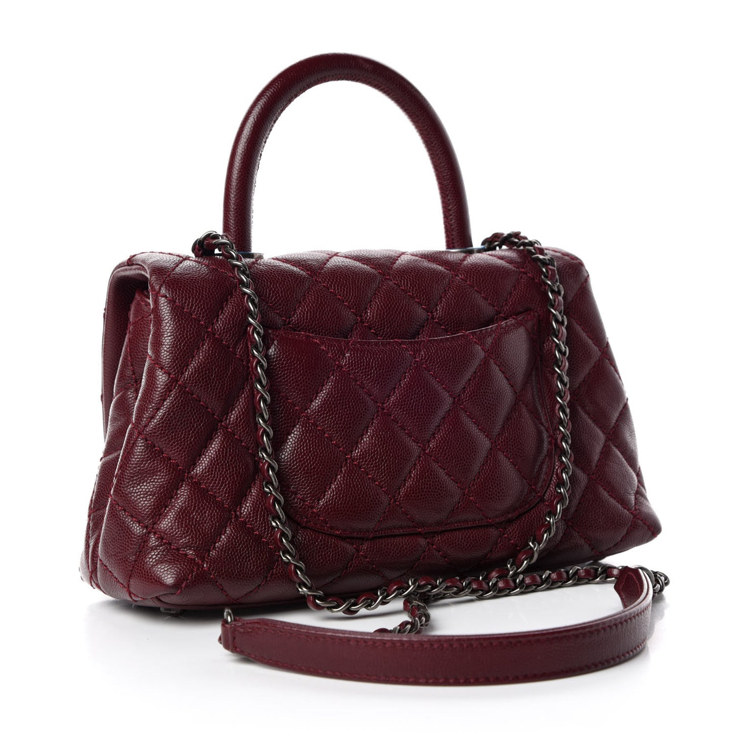 Caviar Quilted Mini Coco Handle Flap Burgundy