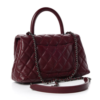 Chanel Caviar Quilted Mini Coco Handle Flap Burgundy 3 of 9