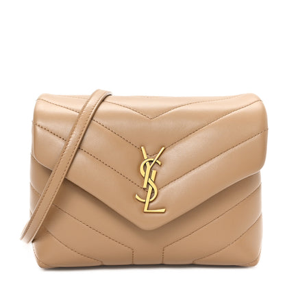 Saint Laurent Calfskin Y Quilted Monogram Toy Loulou Crossbody Bag Natural Tan 1 of 11