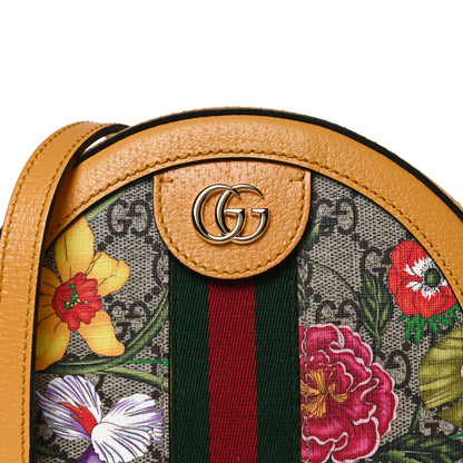 Gucci GG Supreme Monogram Flora Web Mini Ophidia Round Shoulder Bag Beige Multicolor Crop 12 of 13