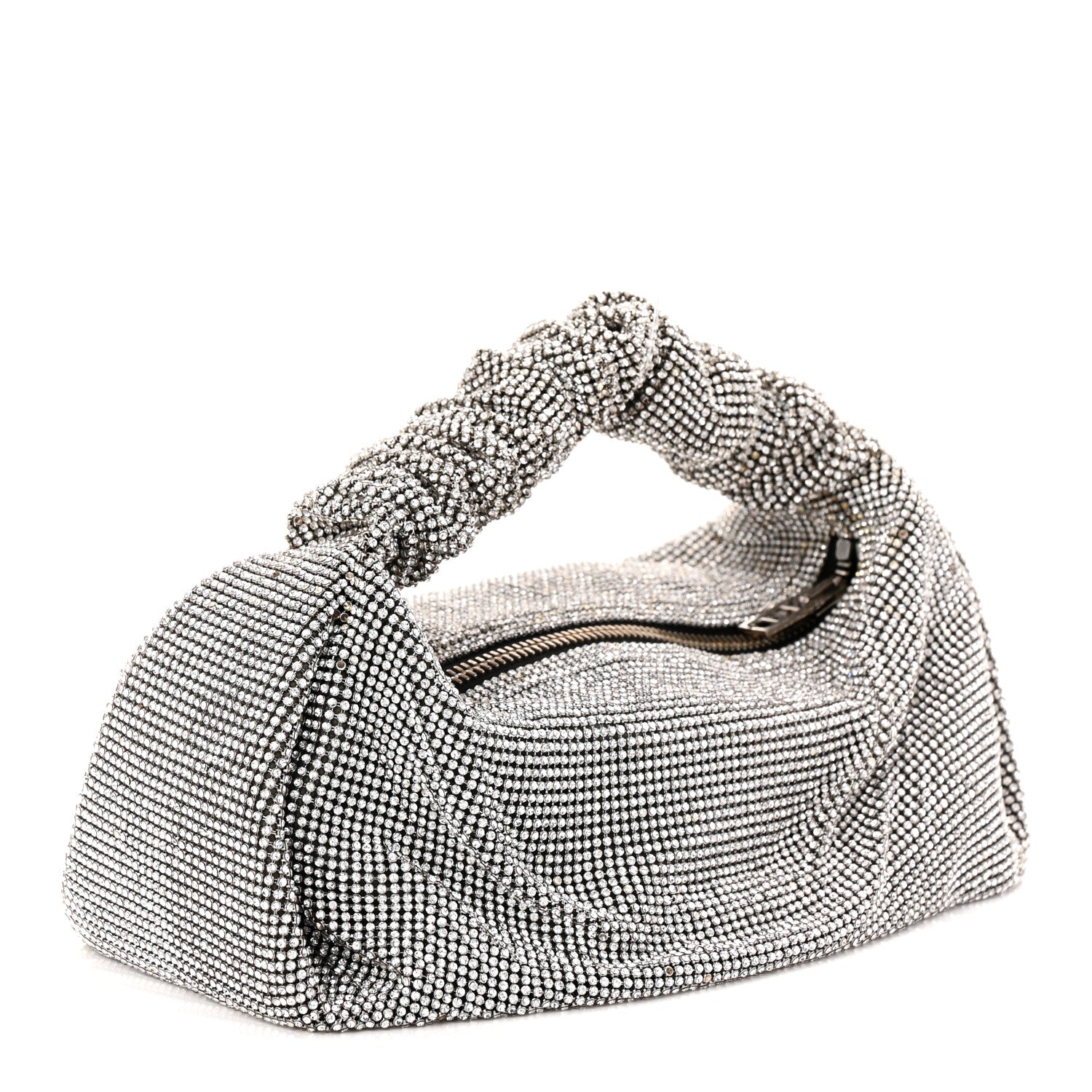 Alexander Wang Mesh Crystal Rhinestone Mini Scrunchie Clutch Black Silver 3 of 13