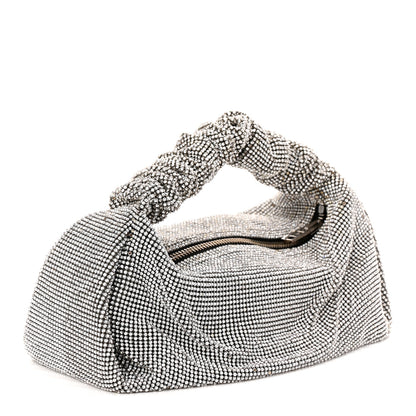 Alexander Wang Mesh Crystal Rhinestone Mini Scrunchie Clutch Black Silver 3 of 13