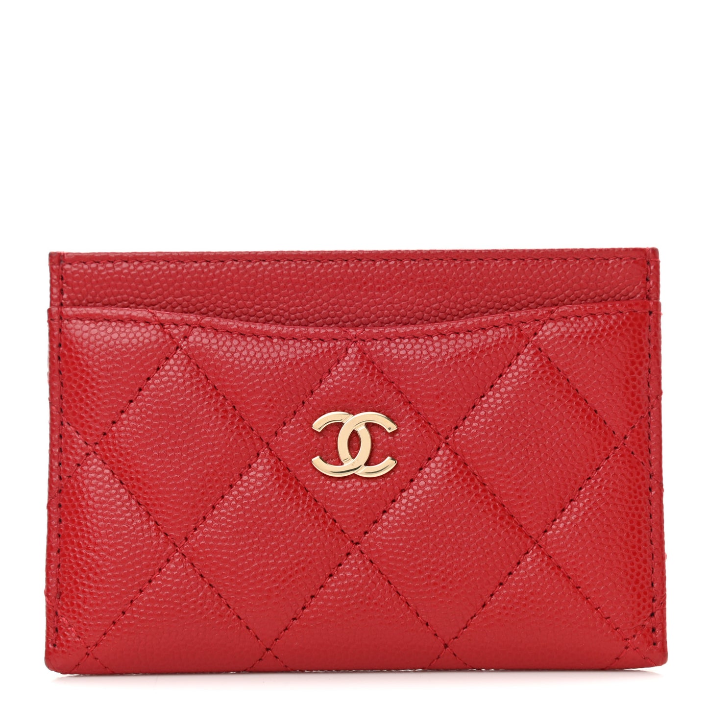 Caviar Quilted Card Holder Red