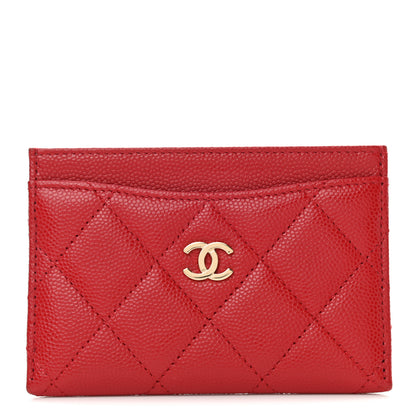 Chanel Caviar Quilted Card Holder Red 1 of 8