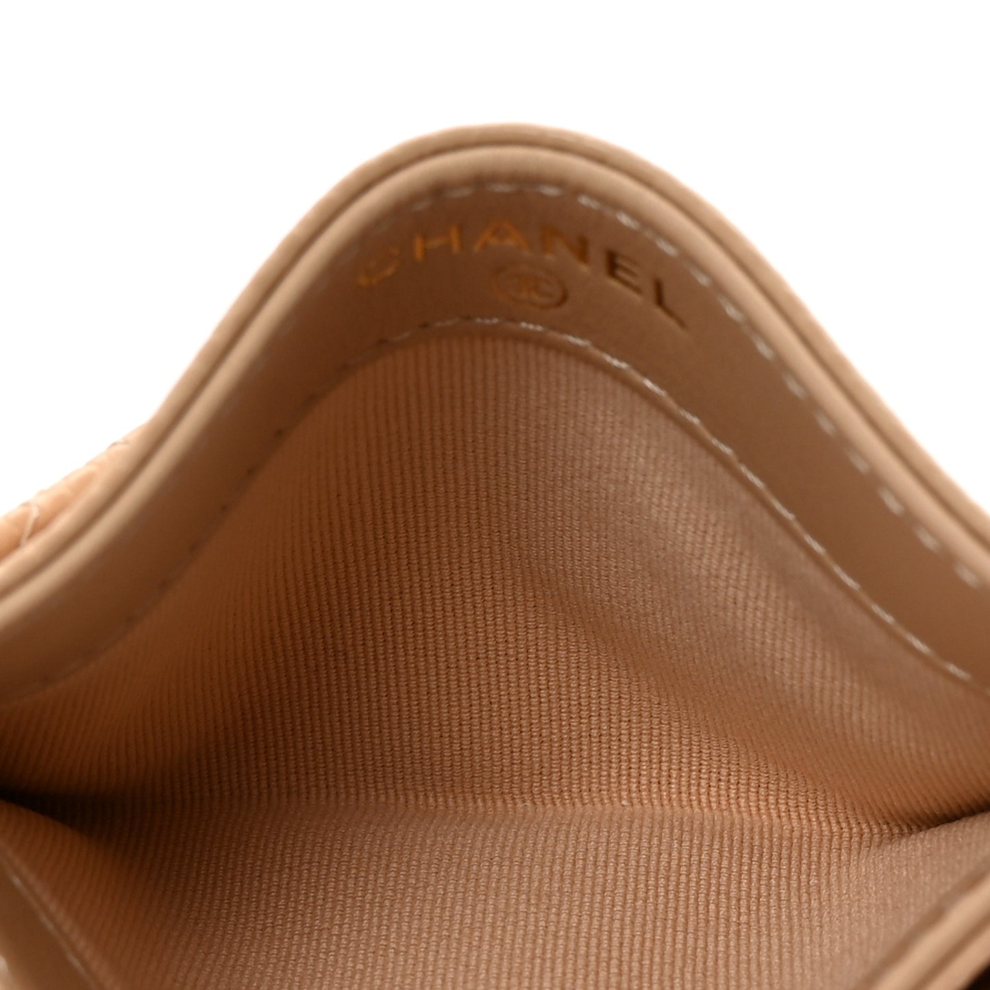 Caviar Quilted Card Holder Beige